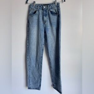 White Fox Boutique‎ High Rise Blue Jeans wide leg size small 0 cigarette Jean